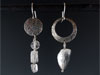Roller-printed Sterling Earrings with Crystal Quartz. 2 1/2" Long.